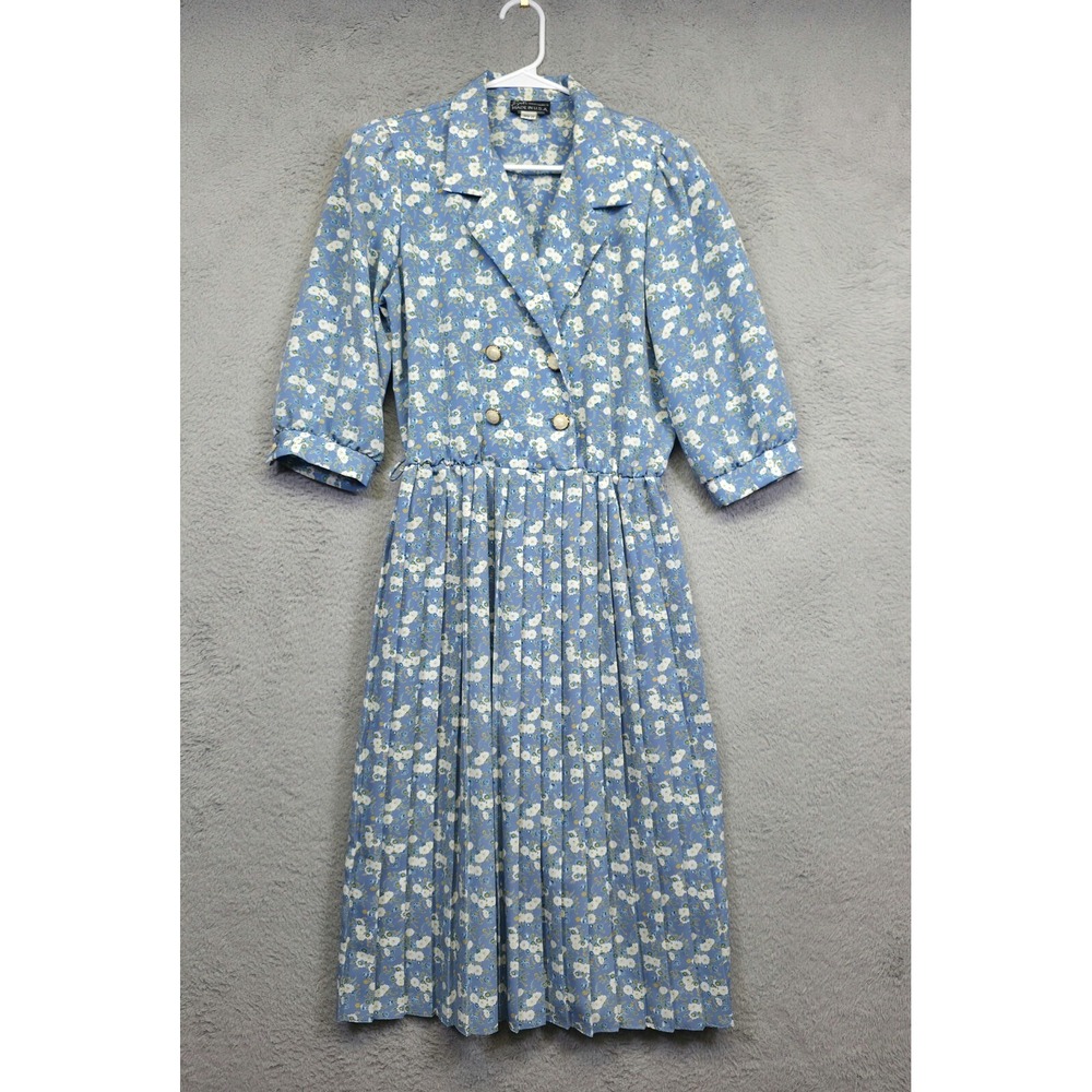 Vintage Breli Dress Womens 10 Blue Floral Cottagecore‎ Prairie Midi 70s Romantic - Picture 2 of 16